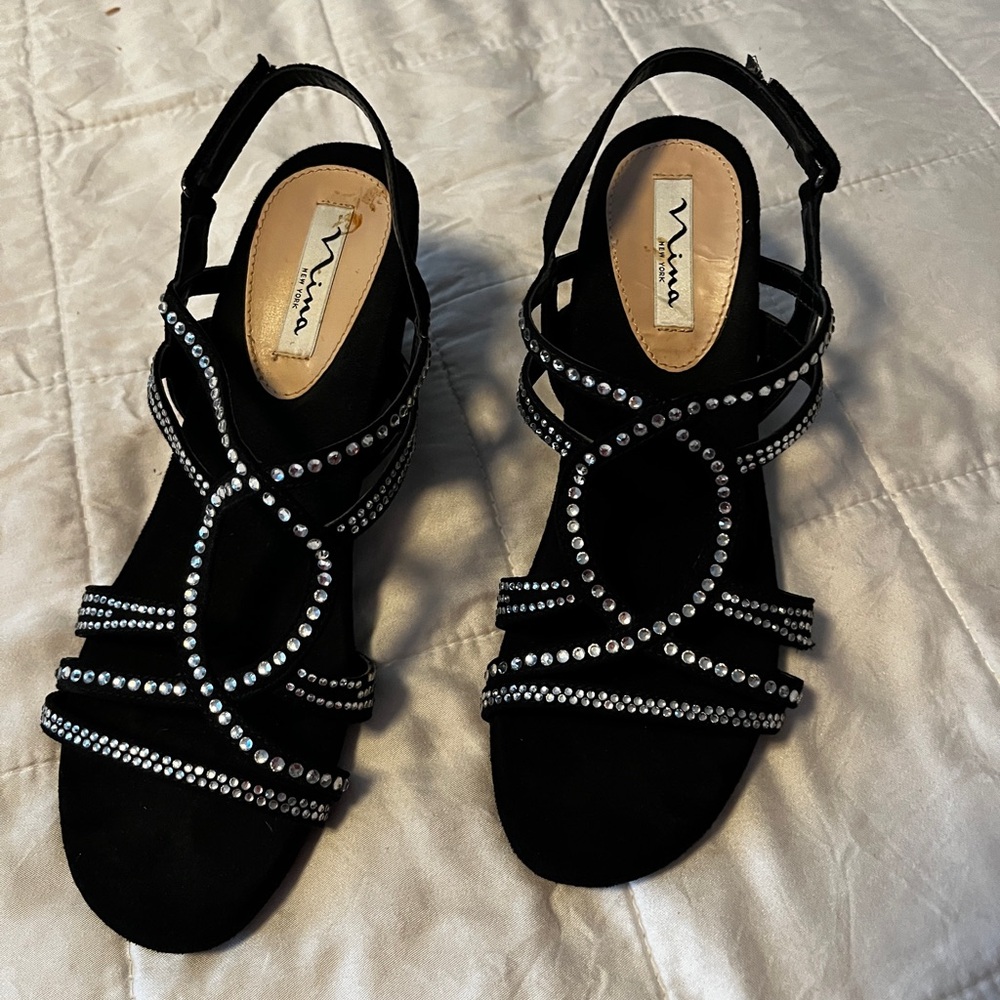 Vince Black Sandals with Silver Accents